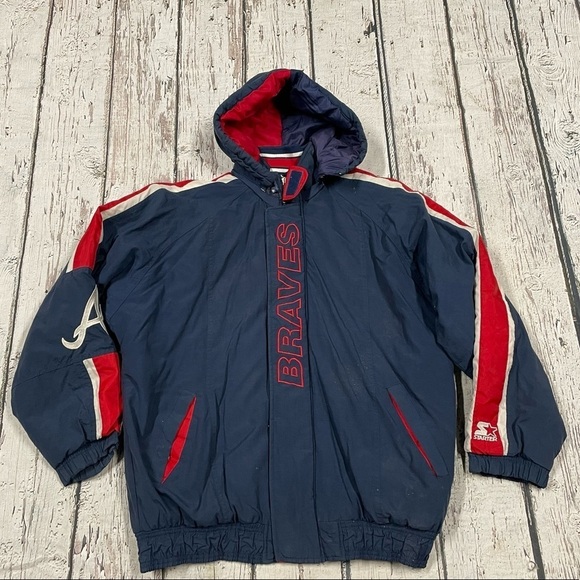 Vintager Atlanta Braves MLB Baseball Hooded Starter Sports Jacket - Picture 10 of 12